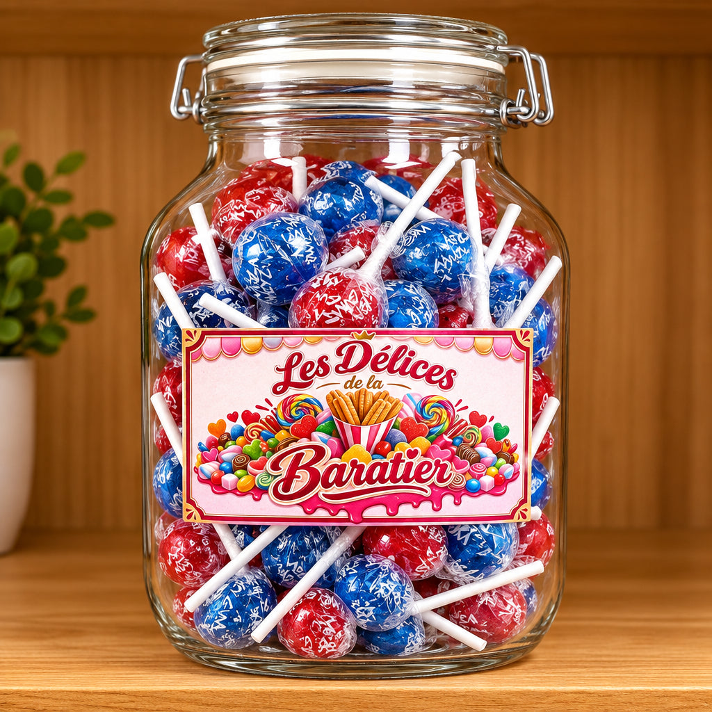 Sucette fourrée au chewing-gum et couverte de poudre effervescente